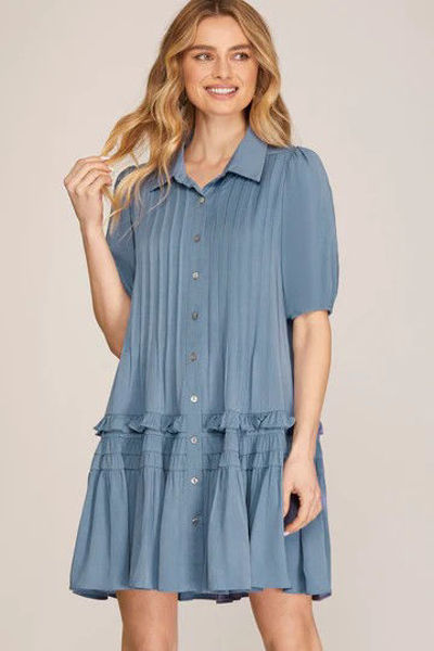Picture of Tiered Button Shirt Dress